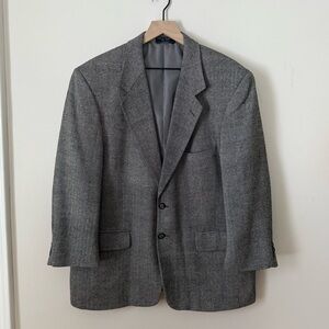 Vintage 100% silk herringbone blazer estimated size: 40R